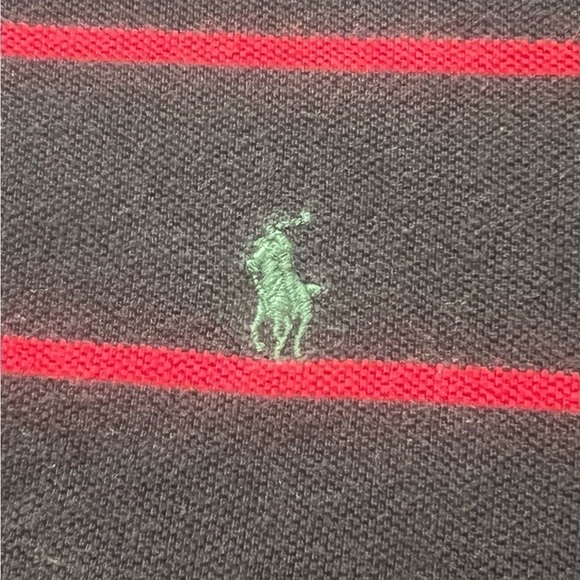 𝅺POLO Ralph Lauren Black With Red Stripes Youth Size 12/14 Golf Shirt, Preloved - Picture 6 of 6
